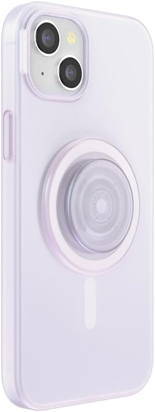 PopSockets iPhone 15 Plus Phone Case with MagSafe, Wireless Charging Compatible, White - Opalescent Clear