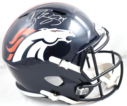 Champ Bailey Autographed Broncos F/S Speed Helmet - Beckett W Hologram White