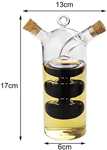 Yiyer 2-in-1 Oil & Vinegar Dispenser Cruet Bottle with Cork Stoppers, Clear Glass Kitchen Supplies, Gourd Shape
