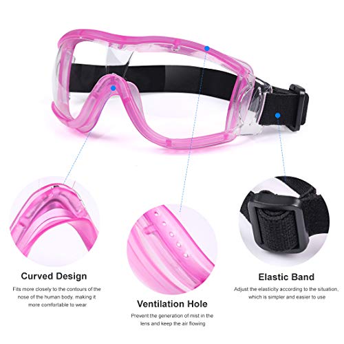 Yihaixingwei Kids Safety Glasses Pink Children Goggles Eye Protective Anti Fog Full Clear Lab Dustproof Windproof Uv Playing Unisex Boys Girls For Outdoor Sport With Glasses Case. #TOP2