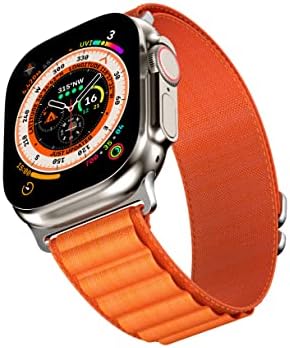 Alpine Loop Compatible for Apple Watch Ultra 49mm Wide Strap,Textile Stretch Nylon Titanium GHook Wristband Sport Strap for iWatch 49mm 45mm 44mm 42mm iWatch Series 8/7/6/SE/5/4/3/2/1 Men Bands