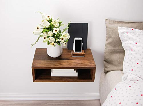 vm decor Solid sheesham Wood Floating Nightstand/Floating Walnut Bedside Table/Mid-Century/Scandinavian/Eames-image-29