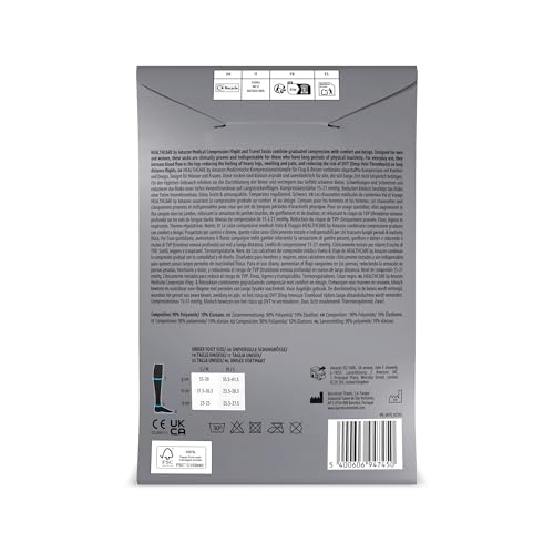 Healthcare by Amazon Medical Compression Flight & Travel Socks Black 6-9/39-43 (Previously a Amazon Basic Care Brand, Same Product) - Image 2