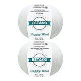 Estako Happy Wool (2 Skeins Pack) 40% Merino Wool 20% Cashmere Type Polyamide 40% Acyrlic Fingering Weight Soft Knitting and Crochet Yarn (2 x 1.76 oz) (2 x 191 yds) (8001 - White)