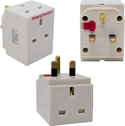 3-Way Surge Protected UK Plug Socket Multi-Adaptor / 13A Fused/Conforms To BS1363 / Max Load 13A/250V / Ideal for Indoor Applications