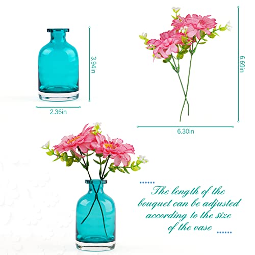 Whiidoom Glass Flower Bud Vase Home Decor Blue Bottle Decorative Art for Home Wedding Party - Image 2