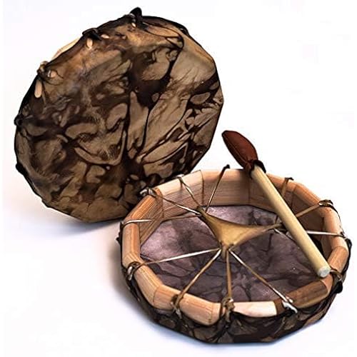 Handmade Deer Hide Frame Drum – Cedar Wood Hand Drum for Meditation, Sound Healing, and Music (10"), By World Wide Drums