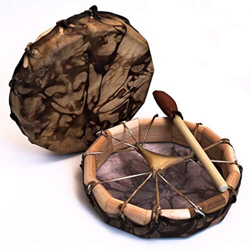 Handmade Deer Hide Frame Drum – Cedar Wood Hand Drum for Meditation, Sound Healing, and Music (10'), By World Wide Drums