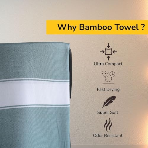 Image of Ultra Lightweight Bamboo Bath Towel-Set of 3| 155x80 CM| Quick Dry, Highly Absorbent, Skin-Friendly & Eco-Friendly Towels |Perfect for Daily Use, Travel (Less Than 200gm) & Gifting