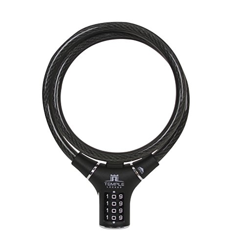 Temple Locked Premium Resettable Combination Cable Bike Lock 3 Feet Reliable, Security Lock for Motorbikes & Bicycles, 3 Feet x 1/4 Inch