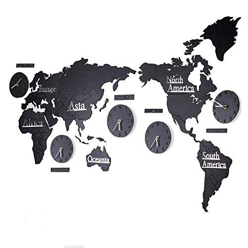 Amazon.co.jp: 壁掛け時計アクリルウッドDIY 3D世界地図壁時計5国
