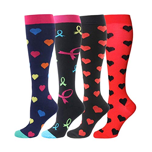 HLTPRO Compression Socks for Women & Men(4 Pairs) - Best Support for Medical，Circulation, Nurses, Running, Travel