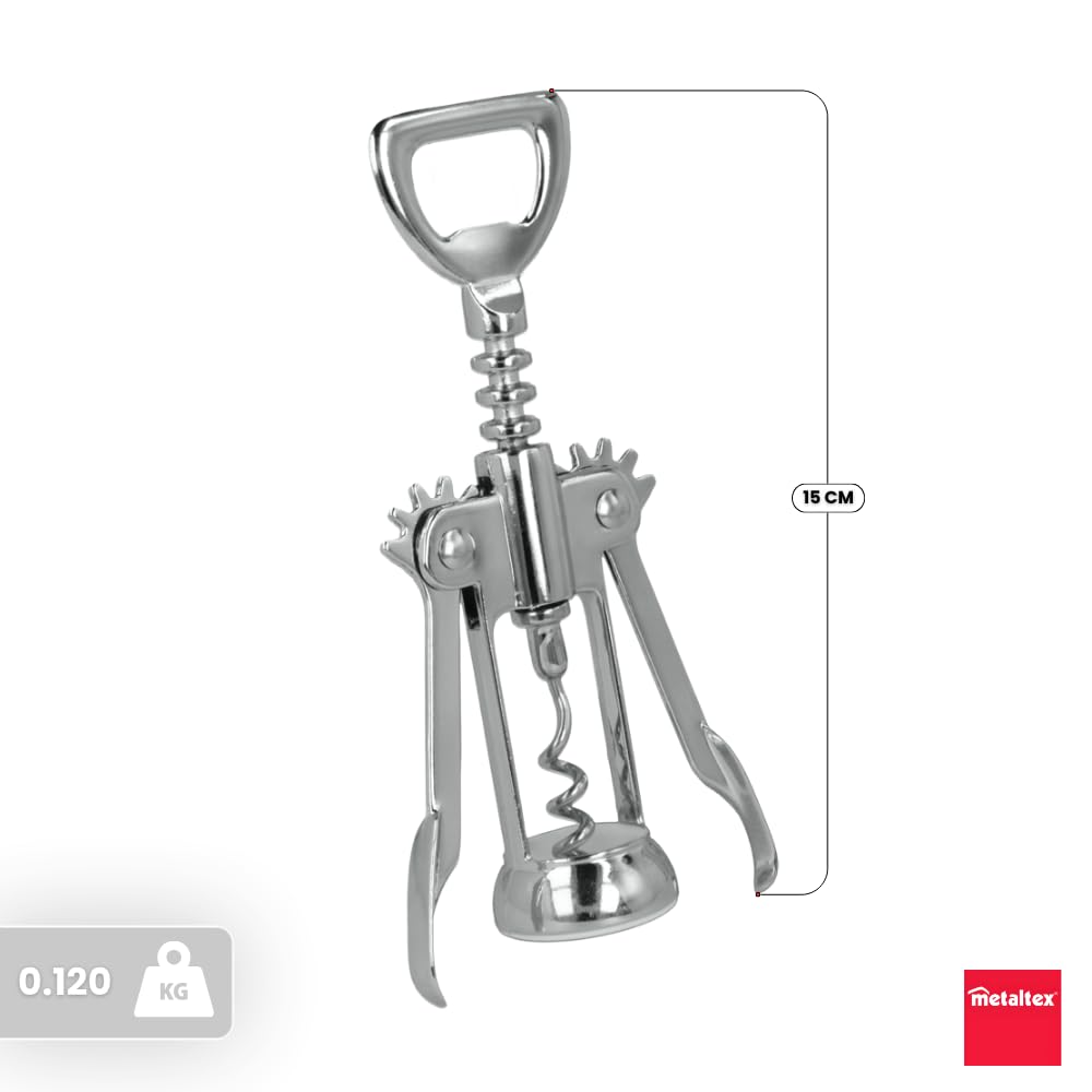 Metaltex 250500010 - Sacacorchos, Cromado, 16 centímetros