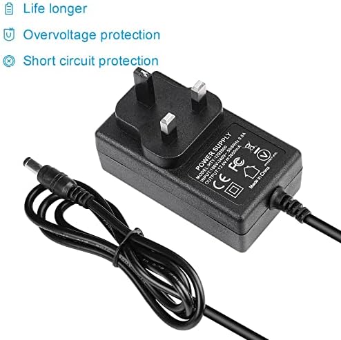 Power Adapter 12V 2A SUPERNIGHT Replacement Power Supply DC 12V 2A 5.5 * 2.1mm Charger Regulated Switching Transformer 5.5 * 2.1mm Plug for LED Strip Lights, Audio/Video, Router ect.
