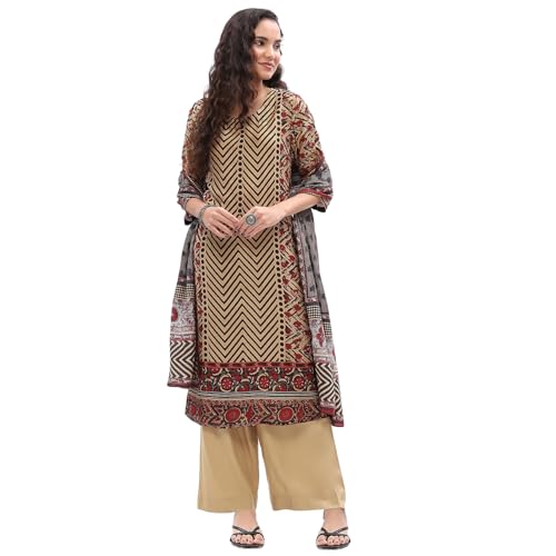 Image of BIBA Women Modal Asymmetric Printed Suit Set