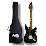 Guitarra Strato Seven Sgt-270 Preta Traste Inox com Bag