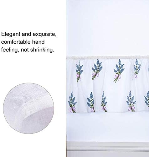 Hapivida Curtains Cafe Valances Voile Curtain Embroidery Kitchen Cafe Net Curtain Panel 39.37 * 19.69in for Home Decor(Blue)