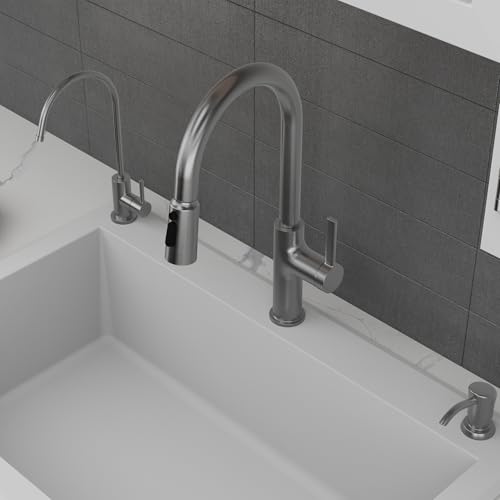 Robinet de cuisine rétractable mitigeur évier douchette 3 jets - 5