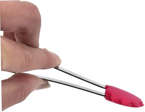 Miniatura 2 de Pinzas para alimentos en forma de mano, pinzas de silicona de acero inoxidable, mini pinzas coloridas para niños para servir alimentos, cubitos de