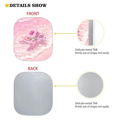 Image of Pink Turtle Sun Shade for Car Windshield Foldable 2-Piece Car Sunshades Sun Shield for Front Window Auto Sun Visor Heat Protection Car Accessories Universal Fit Most Cars