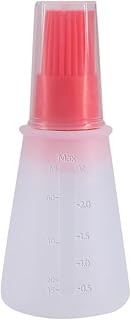 Oil Spray Bottle With tick marks Silicone Squeeze Oil Bottle Non-Toxic BBQ Cooking Tool Barbecue(red)