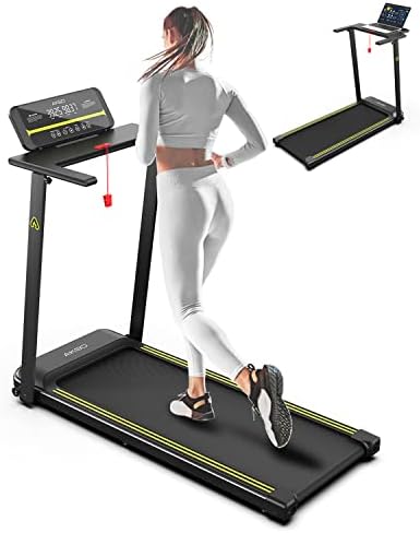 Folding Treadmill Desk Workstation, AKSO Foldable Treadmill 300lb Capacity, Portable Mini Treadmills for Home Office with Smart APP, Adjustable LCD Display, Easy to Fold Compact Treadmill
