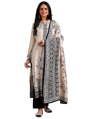 Image of Libas Printed Silk Blend Straight Kurta With Trouser and Dupatta