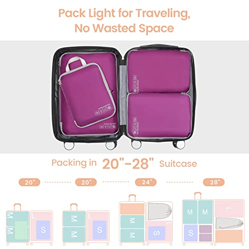 Cambond Compression Packing Cubes for Travel - 4 Pack Lightweight Expandable Luggage Packing Organizers Travel Essentials Accessories Bags Compression Cubes Space Saver for Carry on Suitcases, Purple by Cambond - Image 7