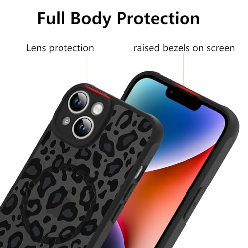 Image of KANGHAR Case for iPhone 14 Plus Phone Case Leopard Printed Pattern | Cute Cheetah [Compatible with Magsafe] Protective Magnetic Case for Girls Women Men 6.7 inch