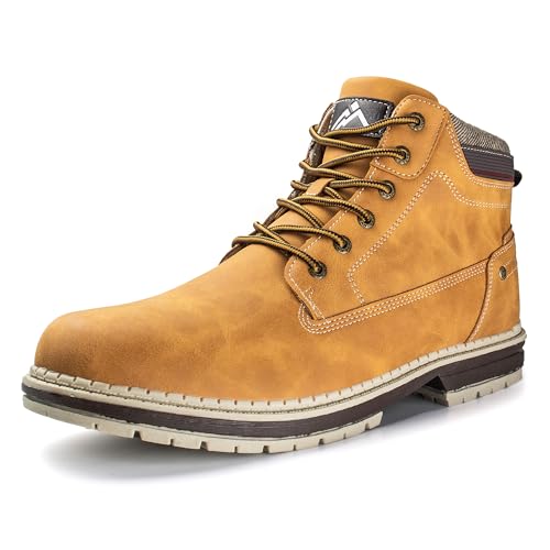 Image of CC-Los Men's Ankle Chukka Work Boots Durable Outdoor Comfort with Anti-Slip Sole Cushioned Support Size Yellow 12.5