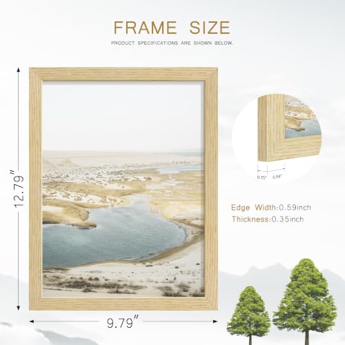 Image of 9x12 Picture Frame Set of 4, Natural Solid Wood Frames