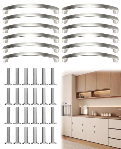 Donvuka 12 Stück Schranktürgriffe mit 24 Schrauben, Möbelgriffe Silber 128mm Lochabstand, Aluminium Schubladengriffe Türgriffe Küche, für Küchen Schubladen Schrank