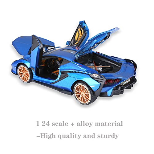 SASBSC Toy Cars Lambo Sian Metal FKP3 Model Car with Light and Sound Pull Back Car Toys for 3+ Year Old Boys (Blue-1 24) …