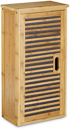 Relaxdays Bamboo Size: 66 x 35 x 20 cm with 2 Shelves with Storage Space Accessories Wall Cabinet or Standing Cupboard for The Bathroom, and Living Room, Natural Brown, 20 x 35 x 66 cm