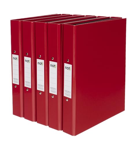 Image of Noti A4 Glossy Laminated 2-Ring Binder Binder, 40mm Spine, 25mm O-Ring Mechanism, Pack of 10, Red