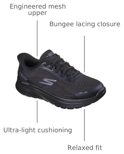 Skechers Skechers Women's Go Walk Arch Fit N-Joy Emory Trainers, Black Textile Black Trim, 9 US