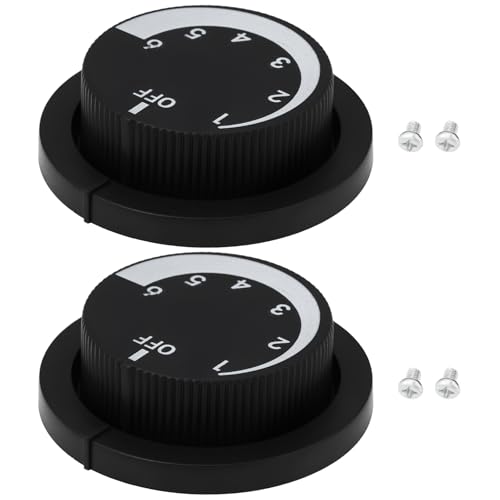 VGOL 2 Pack Boutons de Contrôle Thermostat 6 Positions pour Réchaud Alimentaire Compatible avec Adcraft FW-9 Axe d 3/16 po