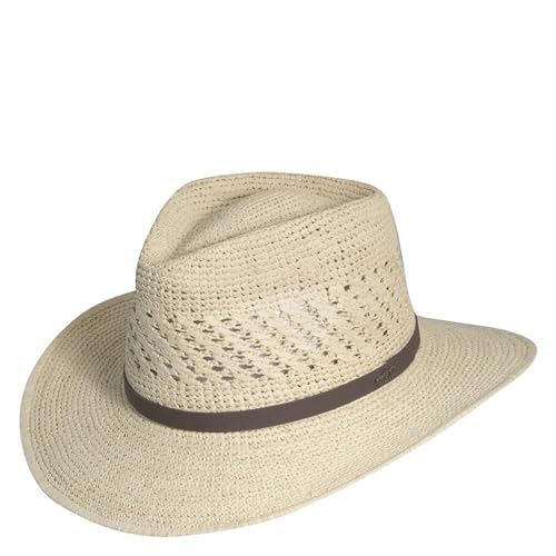 Scala Men's Fine Crochet Raffia Outback, Natural, Large/X-Large