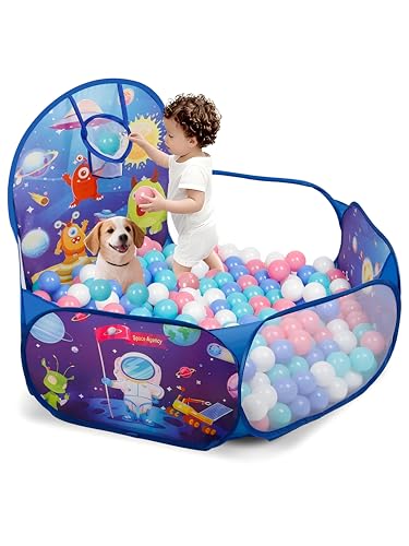 ZimiTeda Naves espaciales Piscina de Bolas para niños pequeños con aro de Baloncesto Plegable...