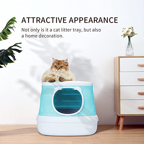 Flaruziy Cat Litter Box, Foldable Large Portable Litter Box With Shovel Storage Space, Prevents Urine And Litter Leakage, Fully Enclosed Litter Box Isolates Odor, Portable For Outdoor Travel #TOP6