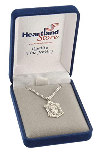 Heartland Store Women's Sterling Silver Miraculous Pendant With Flowers + 18 Inch Rhodium Plated Chain & Clasp #TOP1