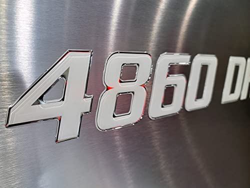 Domed 3D Boat Registration Numbers and Letters Sport Series (White Center/Chrome, 18)