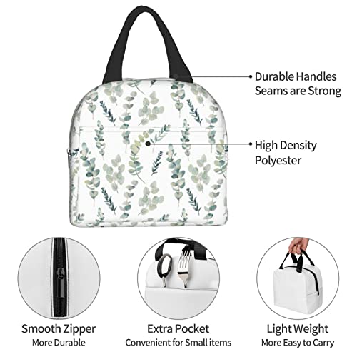 Giwawa Sage Insulated Lunch Bag For Women Green Leaf Reusable Lunch Box Freezable Cooler Thermal Waterproof Tote Bag For Women Work Camping Travel Fishing Picnic #TOP5