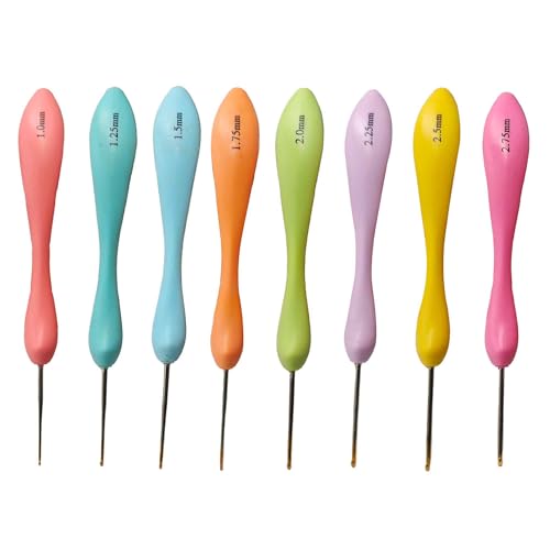 Klyeola Ergonomic Crochet Hook Set, 8Pcs Aluminum Crochet Hooks with Soft Comfortable Handle, Smooth Knitting Needles for Arthritic Hands, Beginners, and DIY Crochet or Knitting Projects Gold Head by Klyeola - Used condition - US$6.70