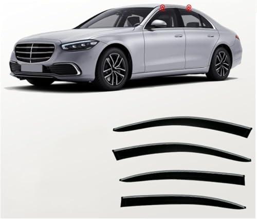 Side Window Deflector For Benz S Class MK7-V223 2021-2023 Window Visors Rain Guard Windows Rain Cover Deflector Awning Shield Guard Car Rain Shield Car Wind-Deflectors