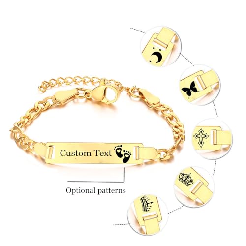 Baby Bracelets for Infant Girls 14k Gold Baby Name Bracelet Custom Gold Bracelets for Kids Newborn First Birthday Gifts for Girls Jewelry Children Bracelets for Little Girls,0-6 Years2