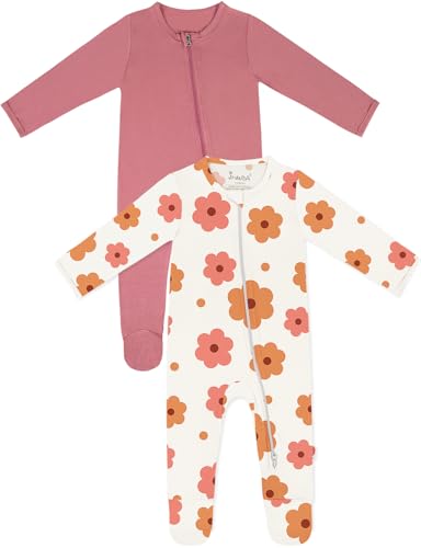 Image of Jimonda Bamboo Baby Pajamas,Unisex Boys Girls One-Piece Footies,Long Sleeve Sleepers 2-Way Zip closure Romper