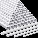 Outus 80 Pcs ABS Square Plastic Tube 4 Sizes 3/4/5/6mm White Bars Rod Hollow Tubing Connector Plastic Rod for...