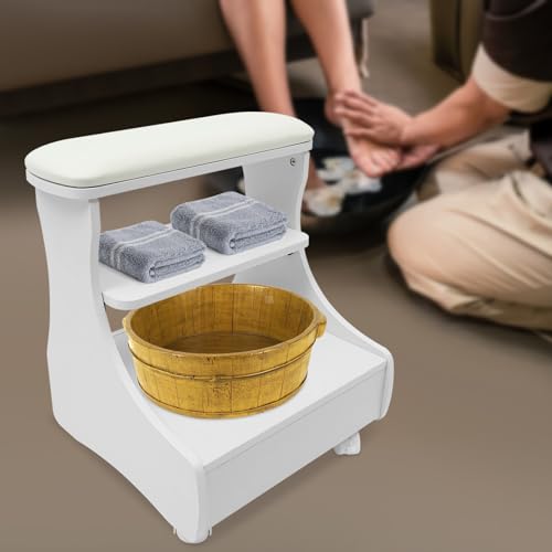 Banco portátil para spa de pies blanco con ruedas miniatura 2