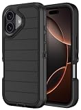 Casenplaza for iPhone 17 Case Heavy Duty Shockproof Dropproof 3-Layer Full Body Protection Military Grade Rugged Tough Non-Slip Cover Case for Apple iPhone 17 6.3",Black